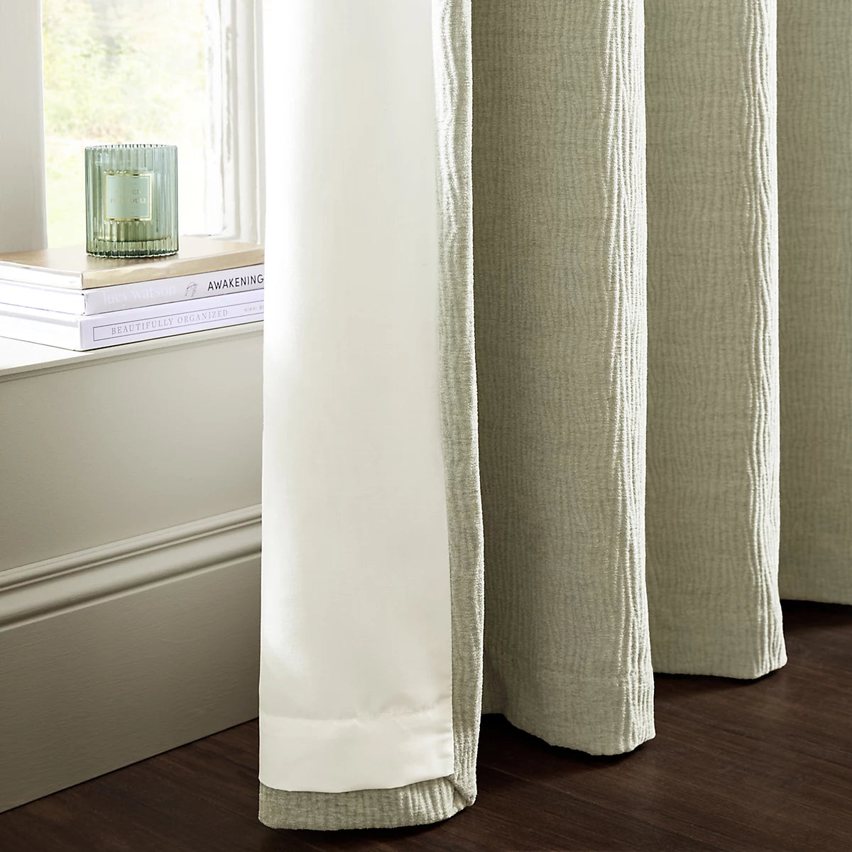 Catherine Lansfield Crinkle Chenille Dimout Eyelet Curtains in Natural