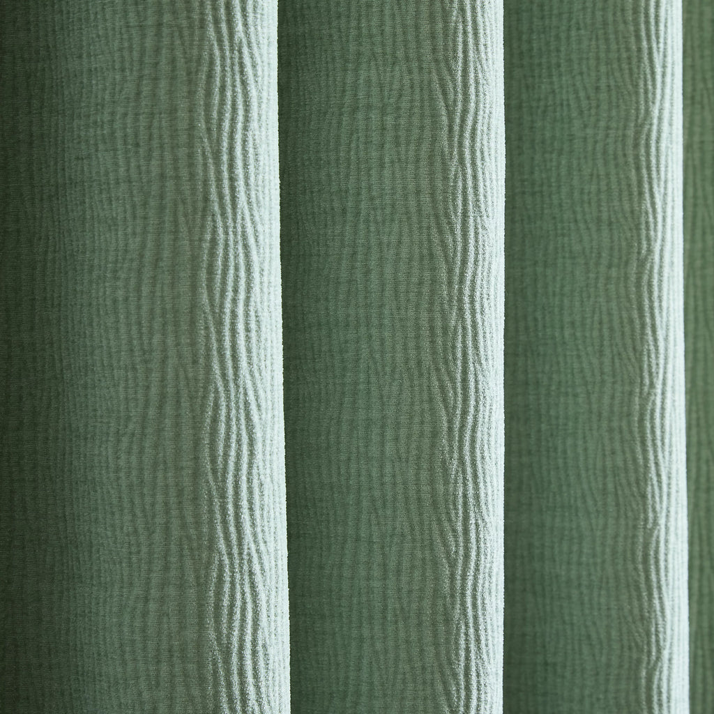 Catherine Lansfield Crinkle Chenille Dimout Eyelet Curtains in Green