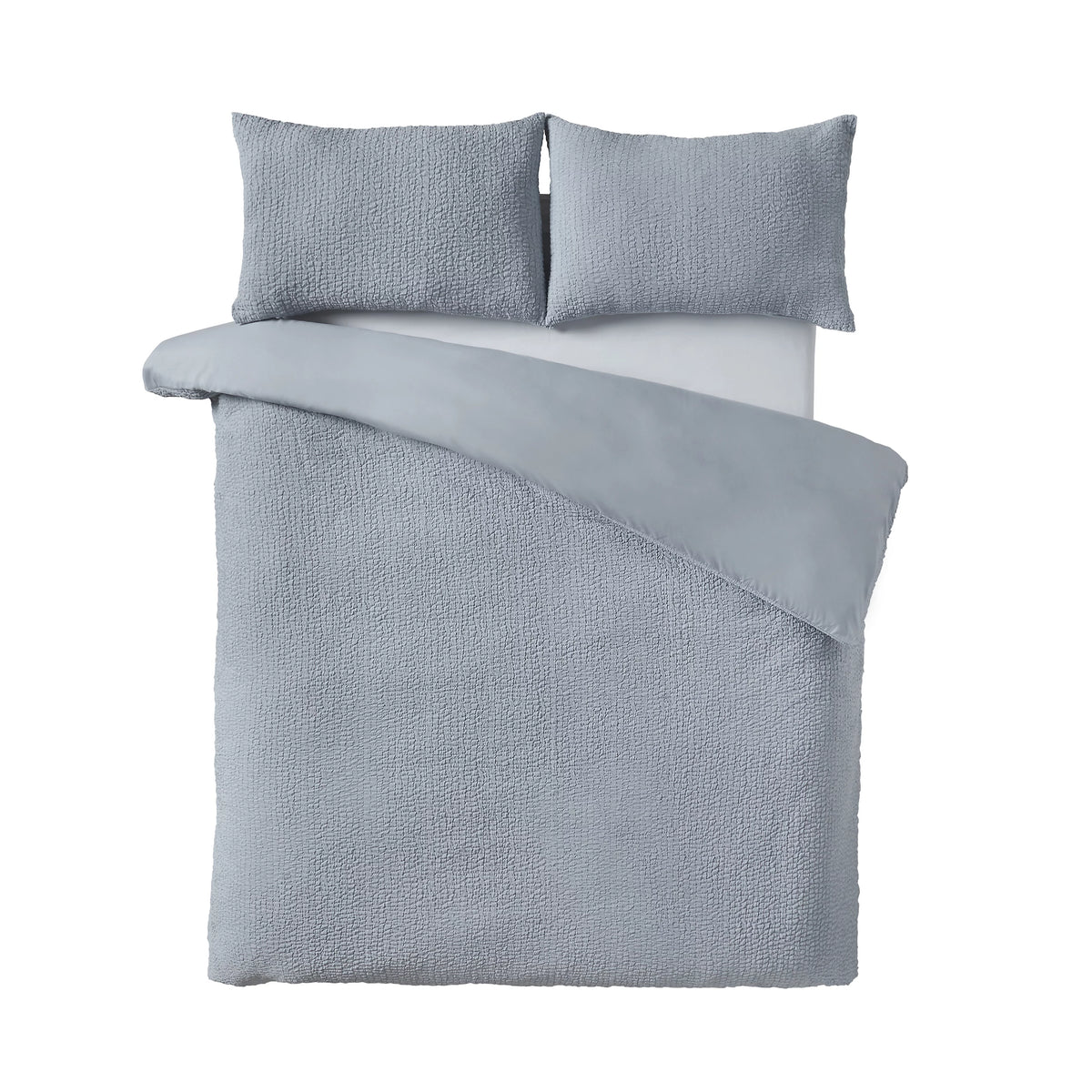 Catherine Lansfield Blue Crinkle Seersucker Duvet Cover Set