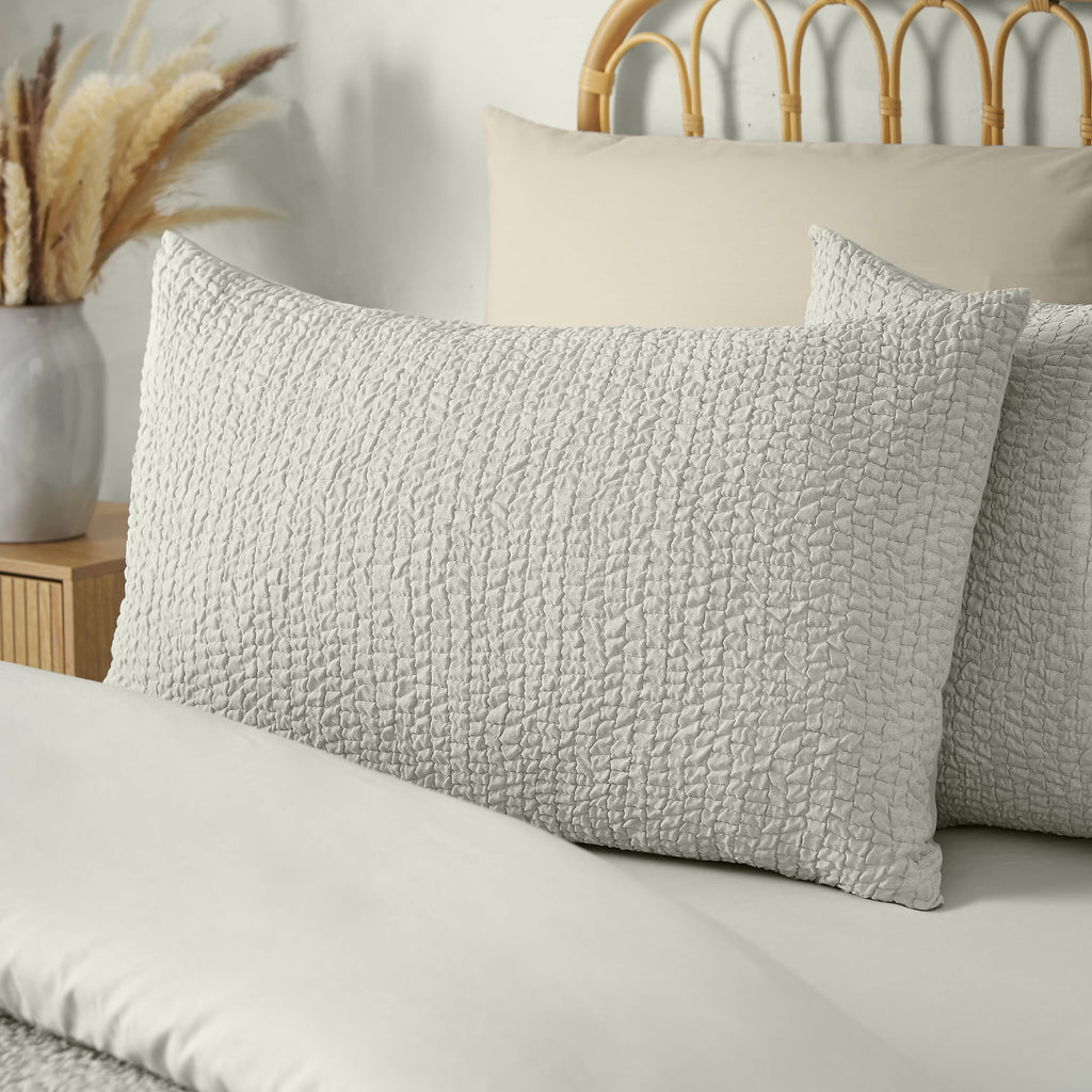 Catherine Lansfield Green Crinkle Seersucker Duvet Cover Set