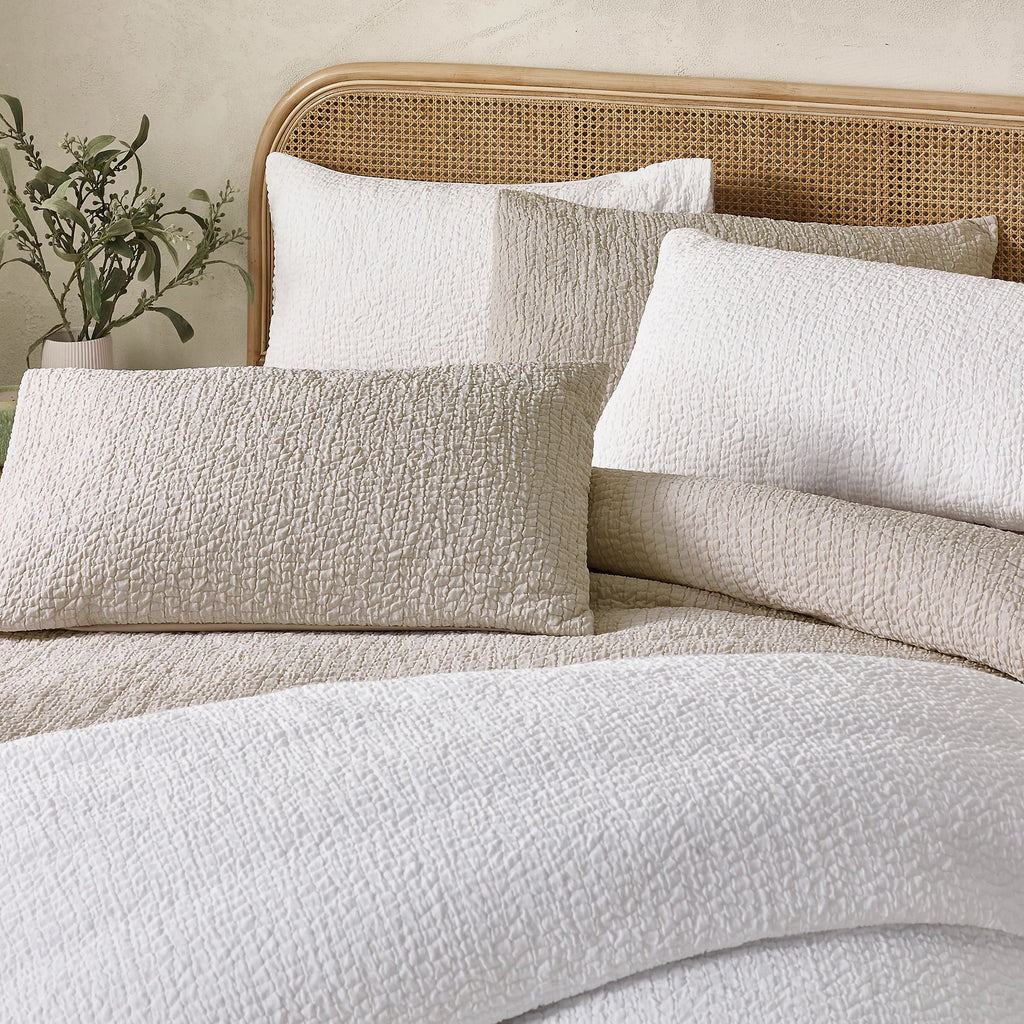 Catherine Lansfield Natural Crinkle Seersucker Duvet Cover Set
