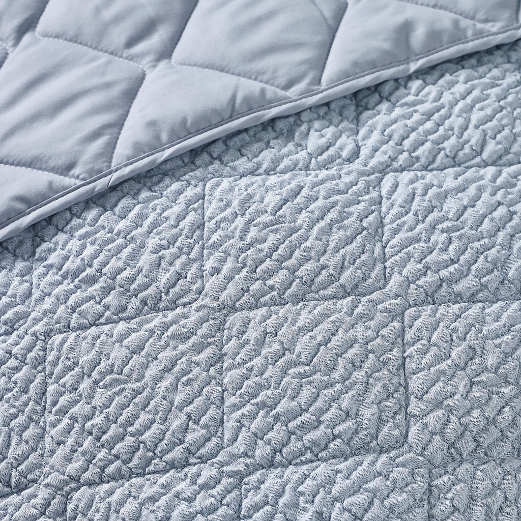 Catherine Lansfield Crinkle Seersucker Texture 220x220cm Bedspread - Blue