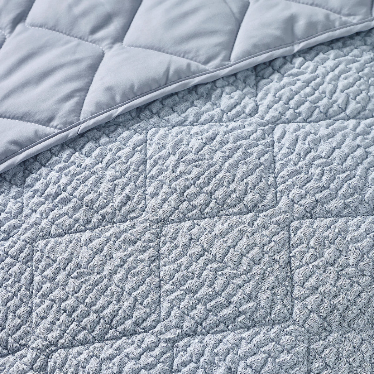 Catherine Lansfield Crinkle Seersucker Texture 220x220cm Bedspread - Blue