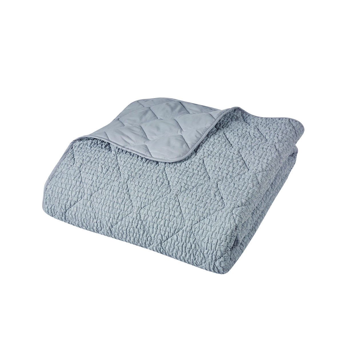 Catherine Lansfield Crinkle Seersucker Texture 220x220cm Bedspread - Blue