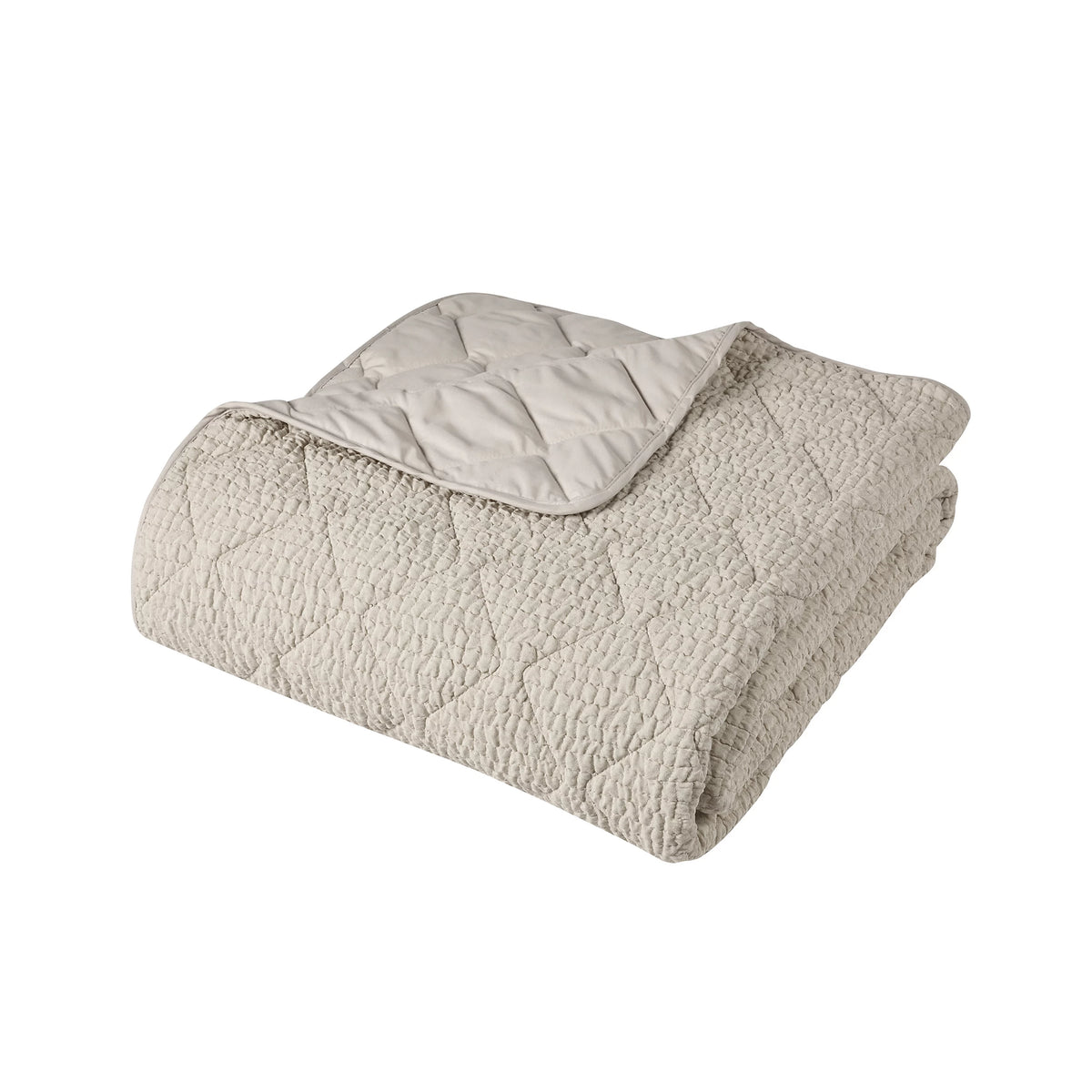 Catherine Lansfield Crinkle Seersucker Texture 220x220cm Bedspread - Natural