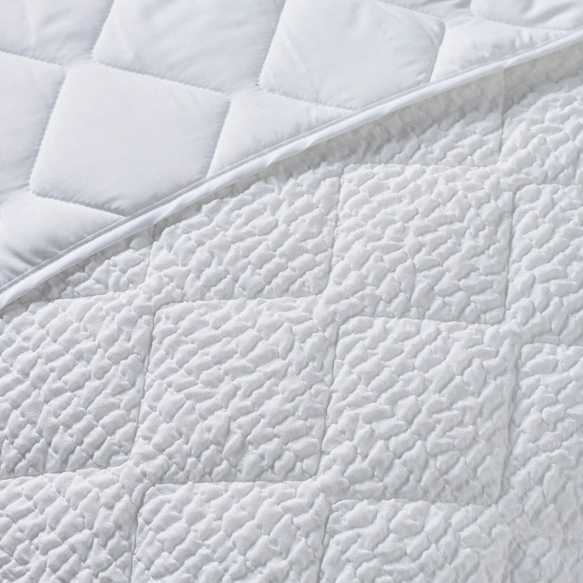 Catherine Lansfield Crinkle Seersucker Texture 220x220cm Bedspread - White