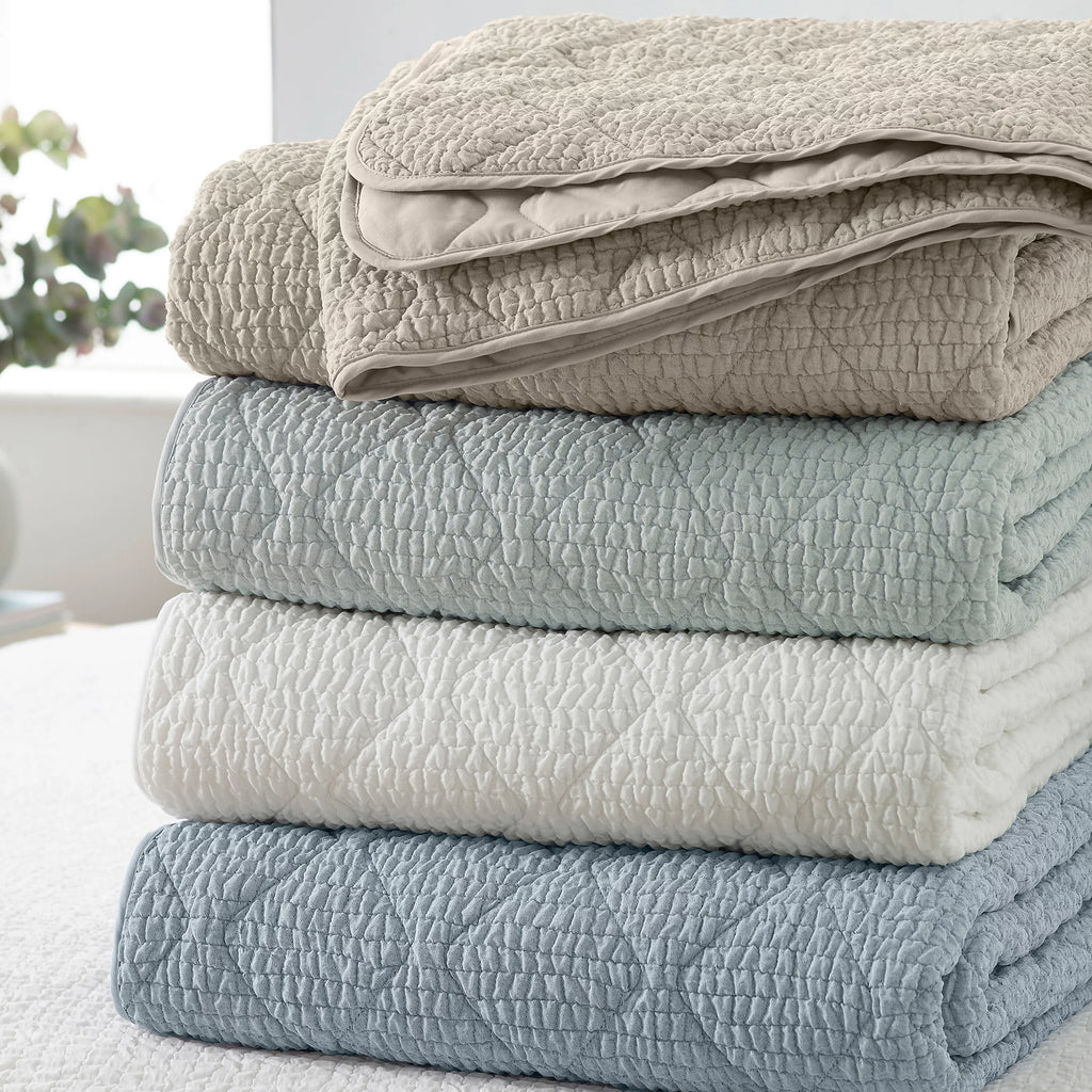 Catherine Lansfield Crinkle Seersucker Texture 220x220cm Bedspread - Blue