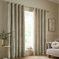 Catherine Lansfield Crushed Velvet Lined Eyelet Curtains in Natural