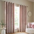 Catherine Lansfield Crushed Velvet Lined Eyelet Curtains in Pink