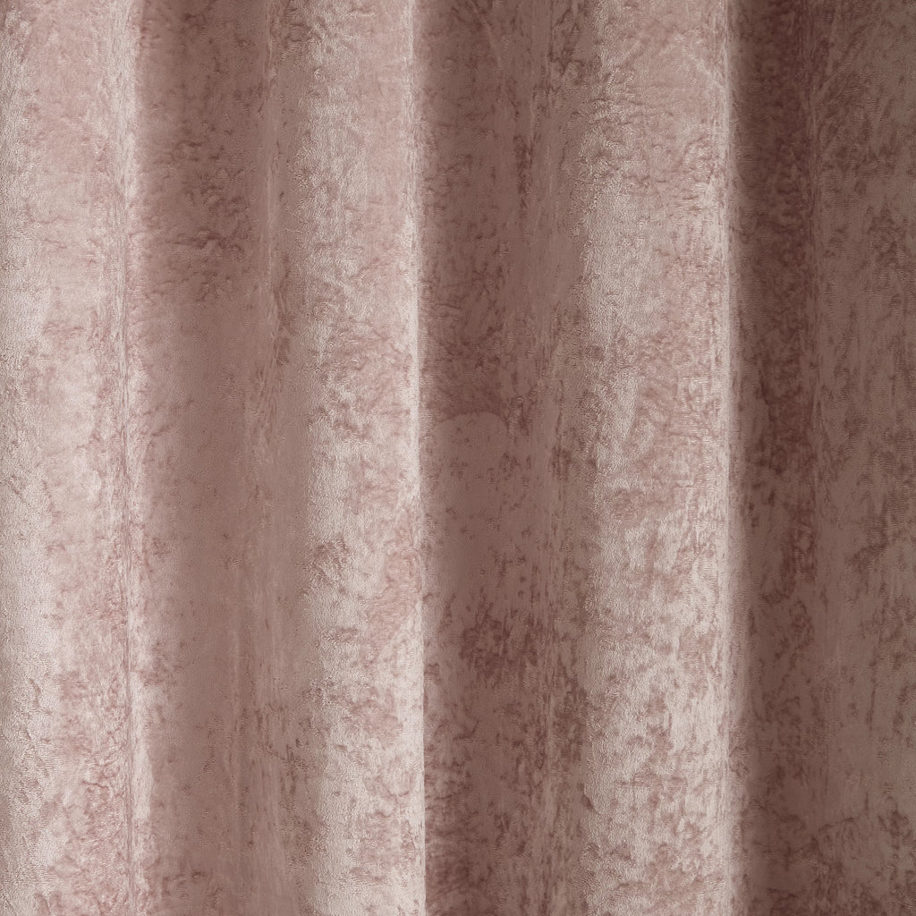 Catherine Lansfield Crushed Velvet Lined Eyelet Curtains in Pink