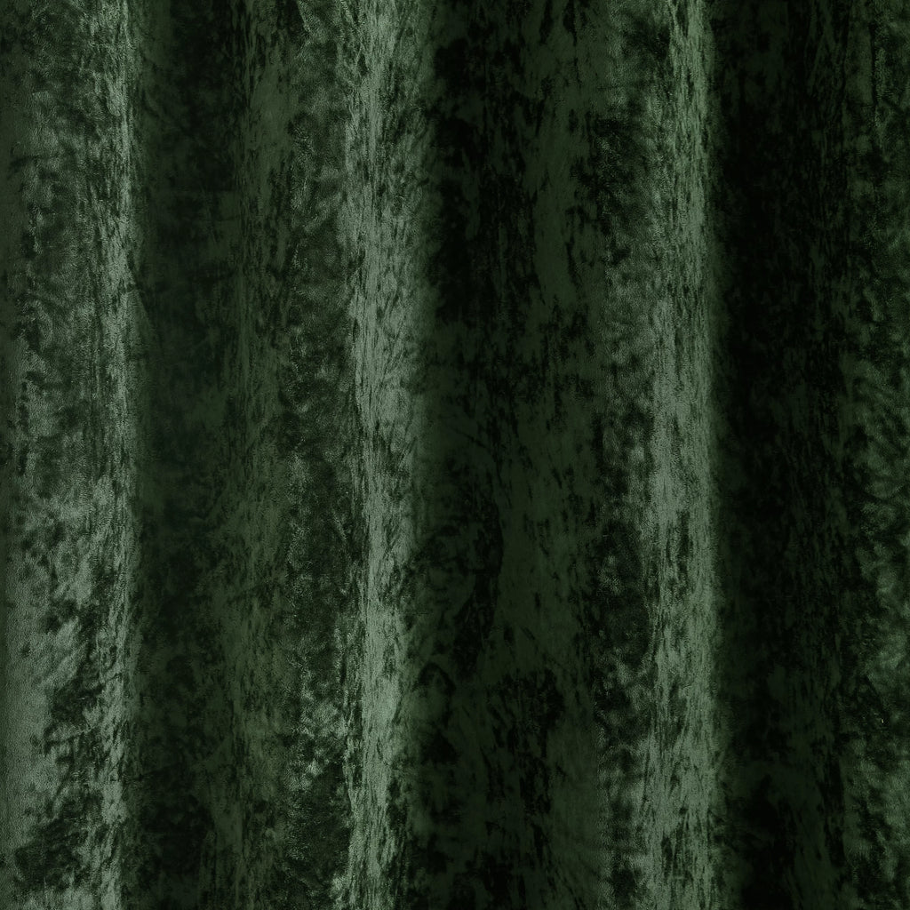 Catherine Lansfield Crushed Velvet Lined Eyelet Curtains in Olive Green