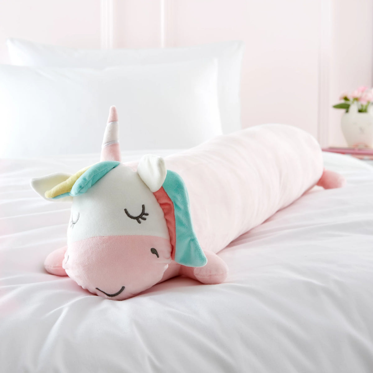 Catherine Lansfield Cuddle Friends Unicorn 3D Cushion Pink 90x15cm