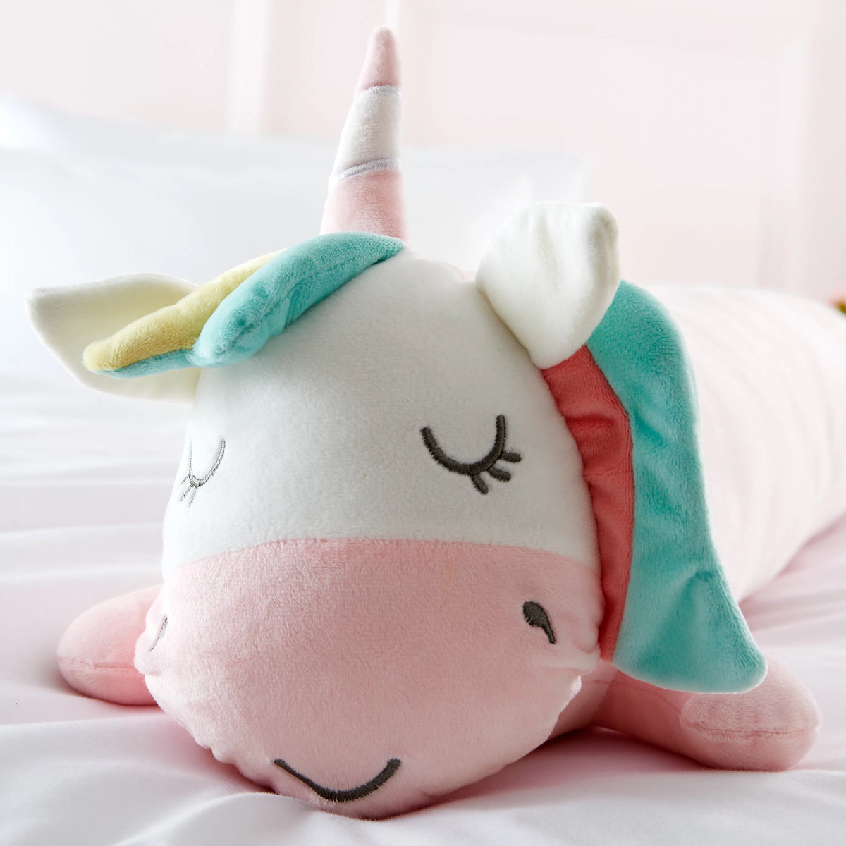Catherine Lansfield Cuddle Friends Unicorn 3D Cushion Pink 90x15cm