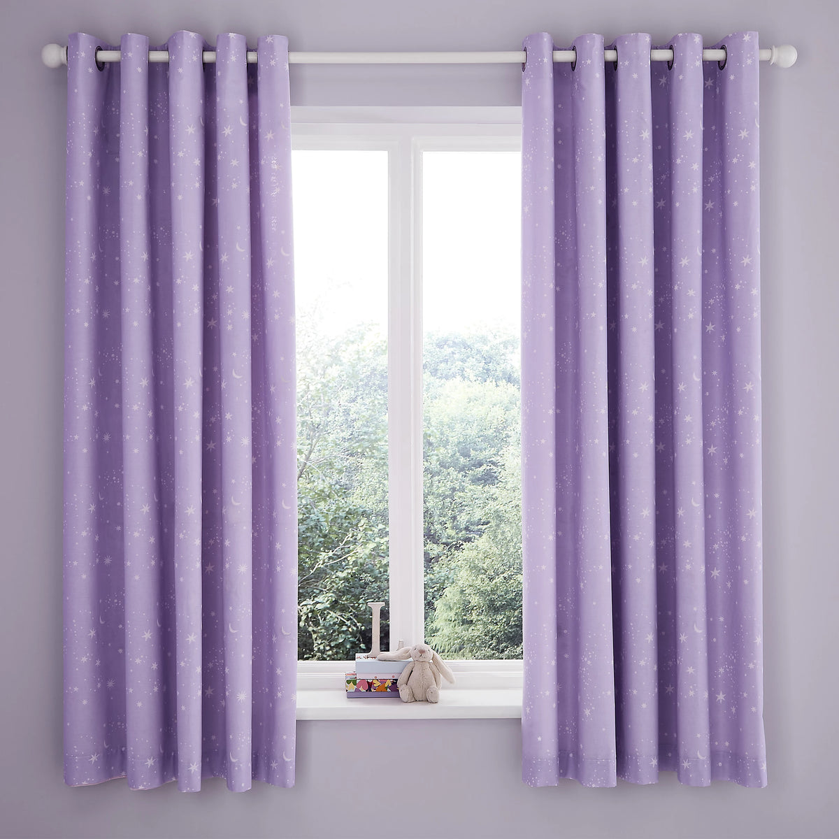 Catherine Lansfield Dancing Fairies Reversible Eyelet Curtains in Pink