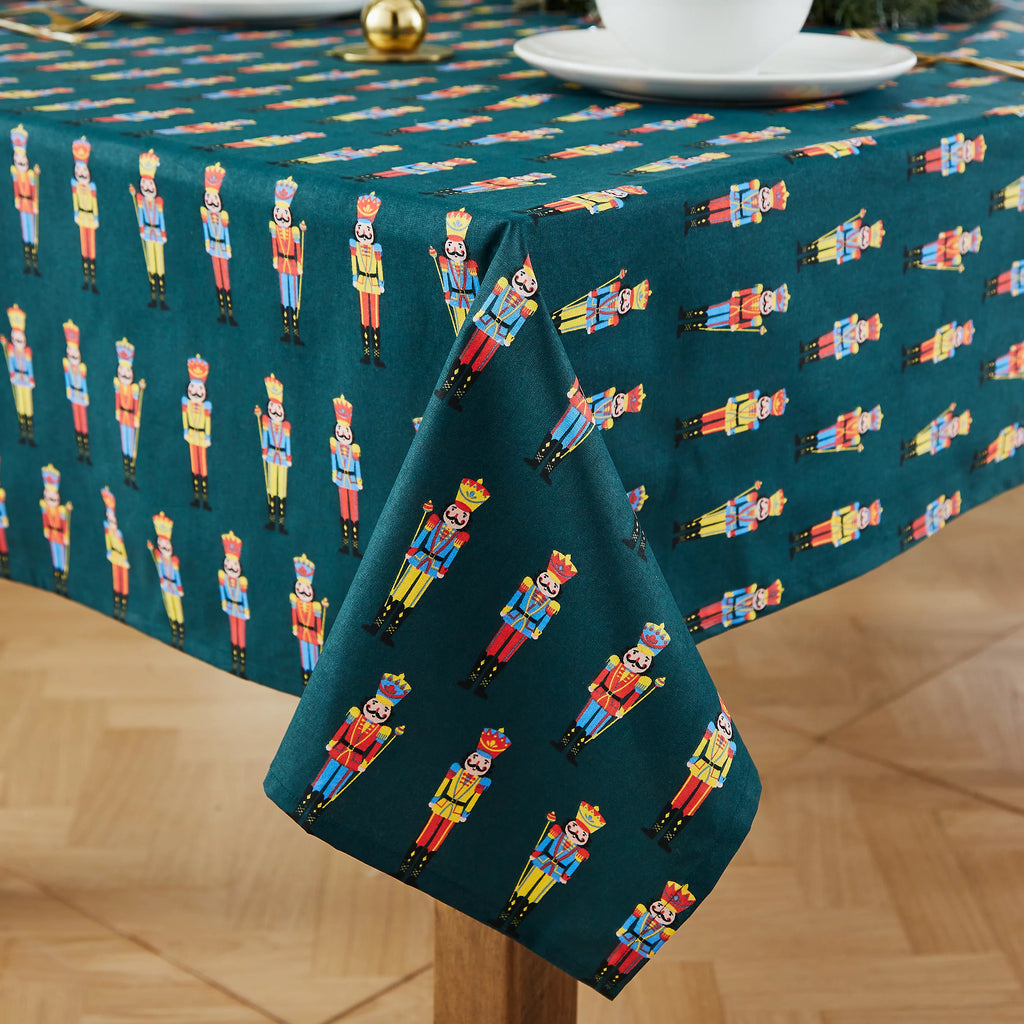 Catherine Lansfield Christmas Nutcracker Cotton Tablecloth in Green