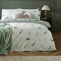 Catherine Lansfield Green Dog Stripe Reversible Duvet Cover Set