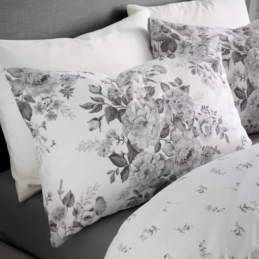 Catherine Lansfield Elinda Floral Reversible Duvet Cover Set Grey