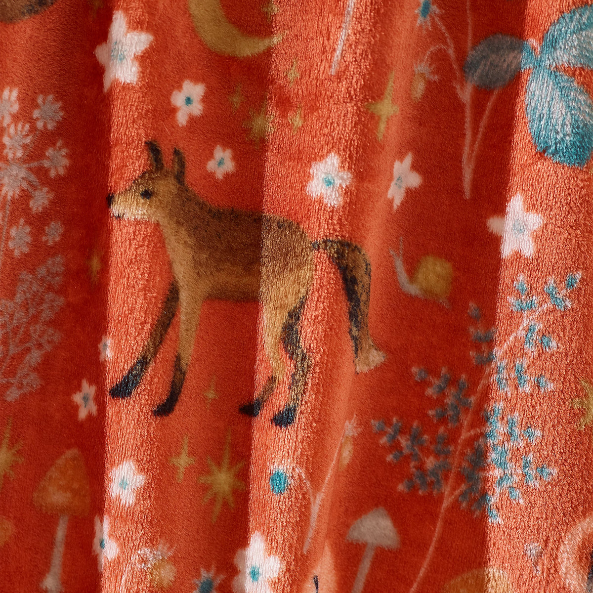 Catherine Lansfield Enchanted Twilight Animals Cosy Blanket Throw Burnt Orange
