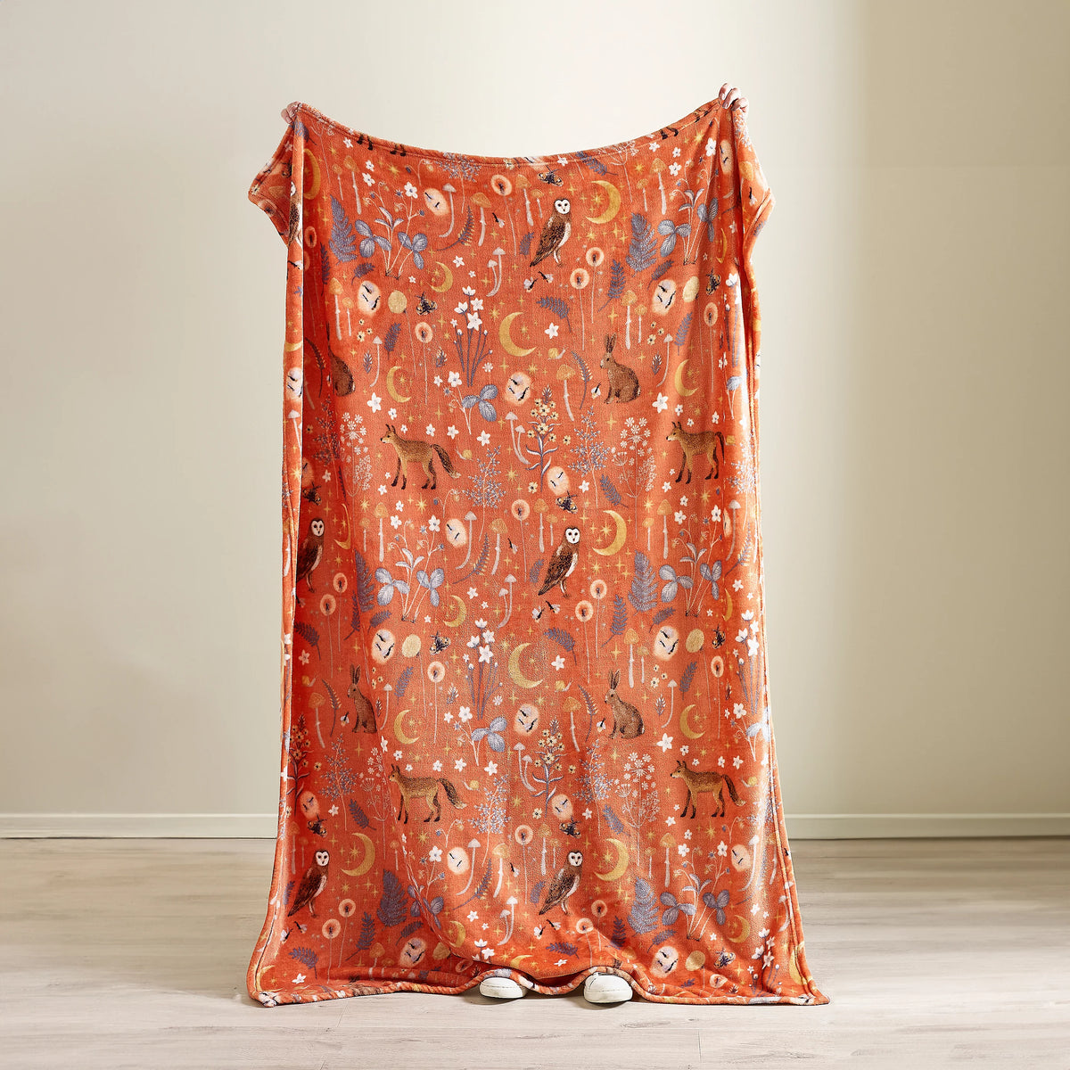 Catherine Lansfield Enchanted Twilight Animals Cosy Blanket Throw Burnt Orange