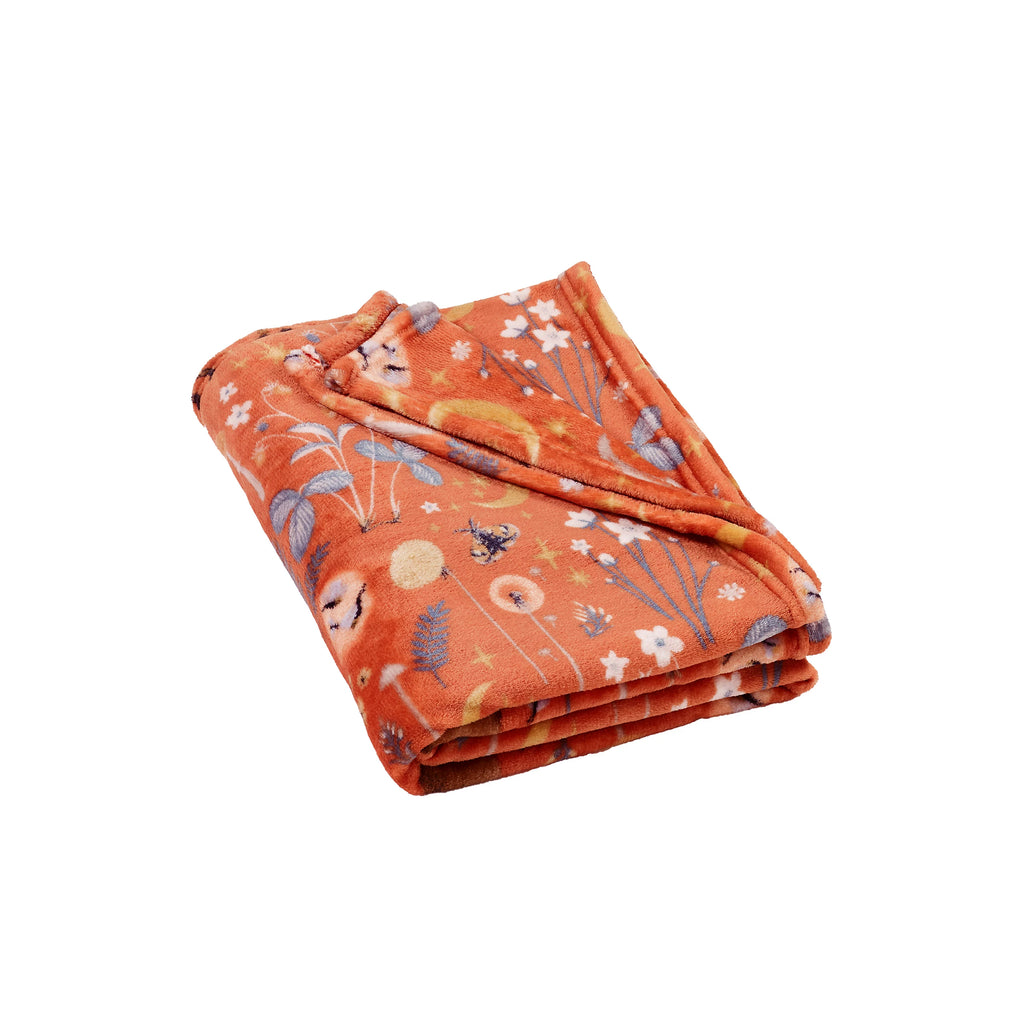 Catherine Lansfield Enchanted Twilight Animals Cosy Blanket Throw Burnt Orange