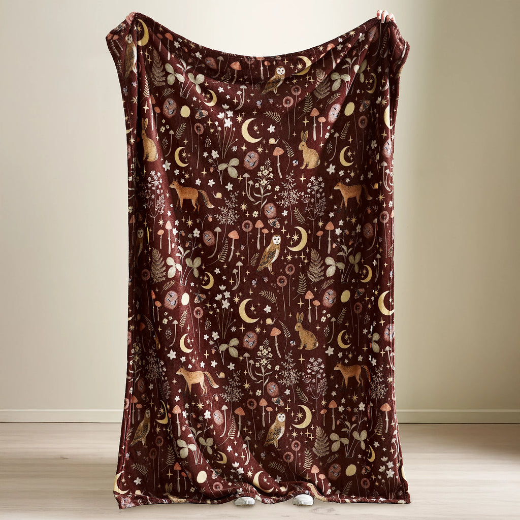 Catherine Lansfield Enchanted Twilight Animals Cosy Blanket Throw Chocolate