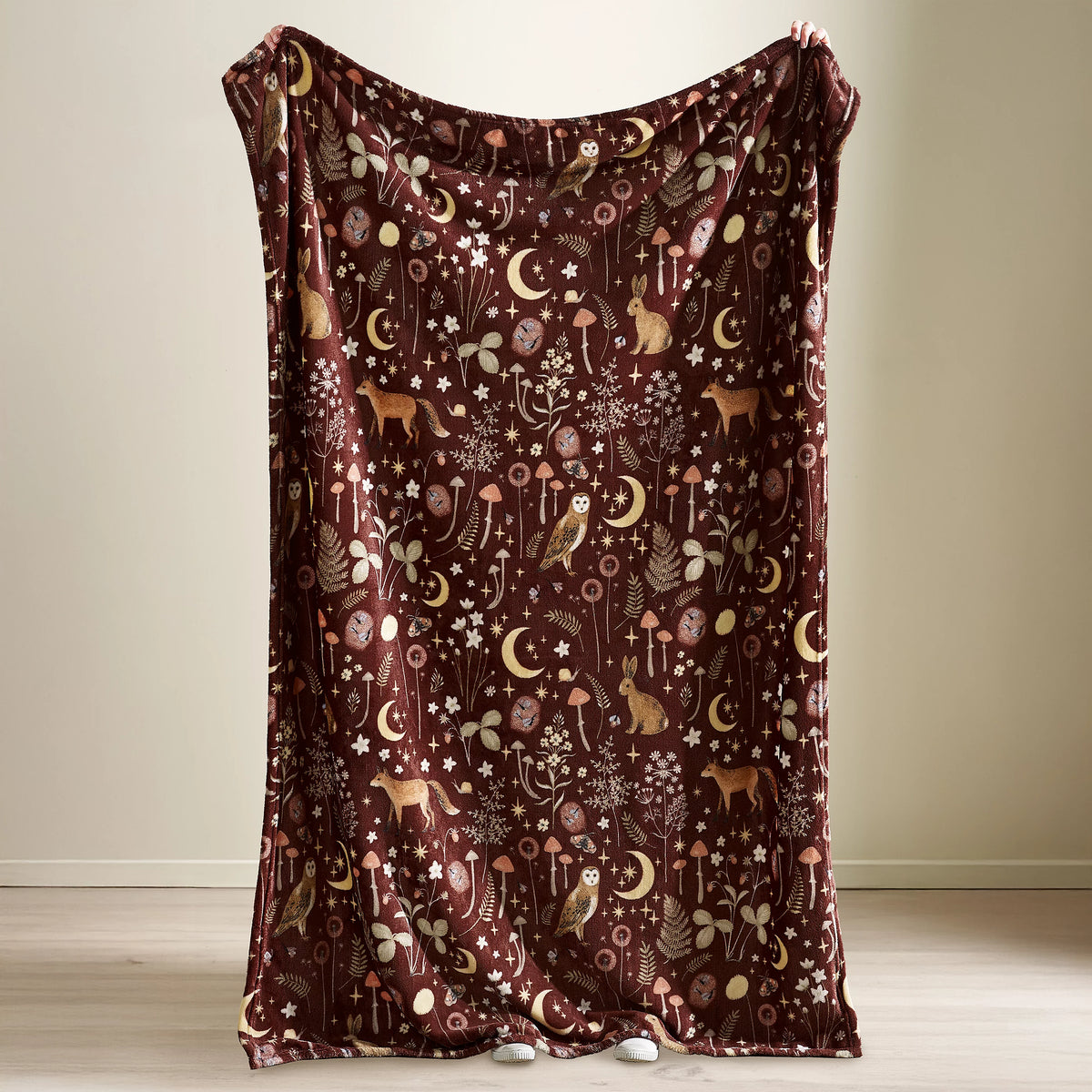 Catherine Lansfield Enchanted Twilight Animals Cosy Blanket Throw Chocolate