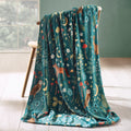 Catherine Lansfield Enchanted Twilight Animals Cosy Blanket Throw Forest Green