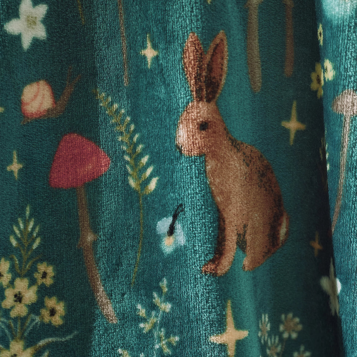 Catherine Lansfield Enchanted Twilight Animals Cosy Blanket Throw Forest Green