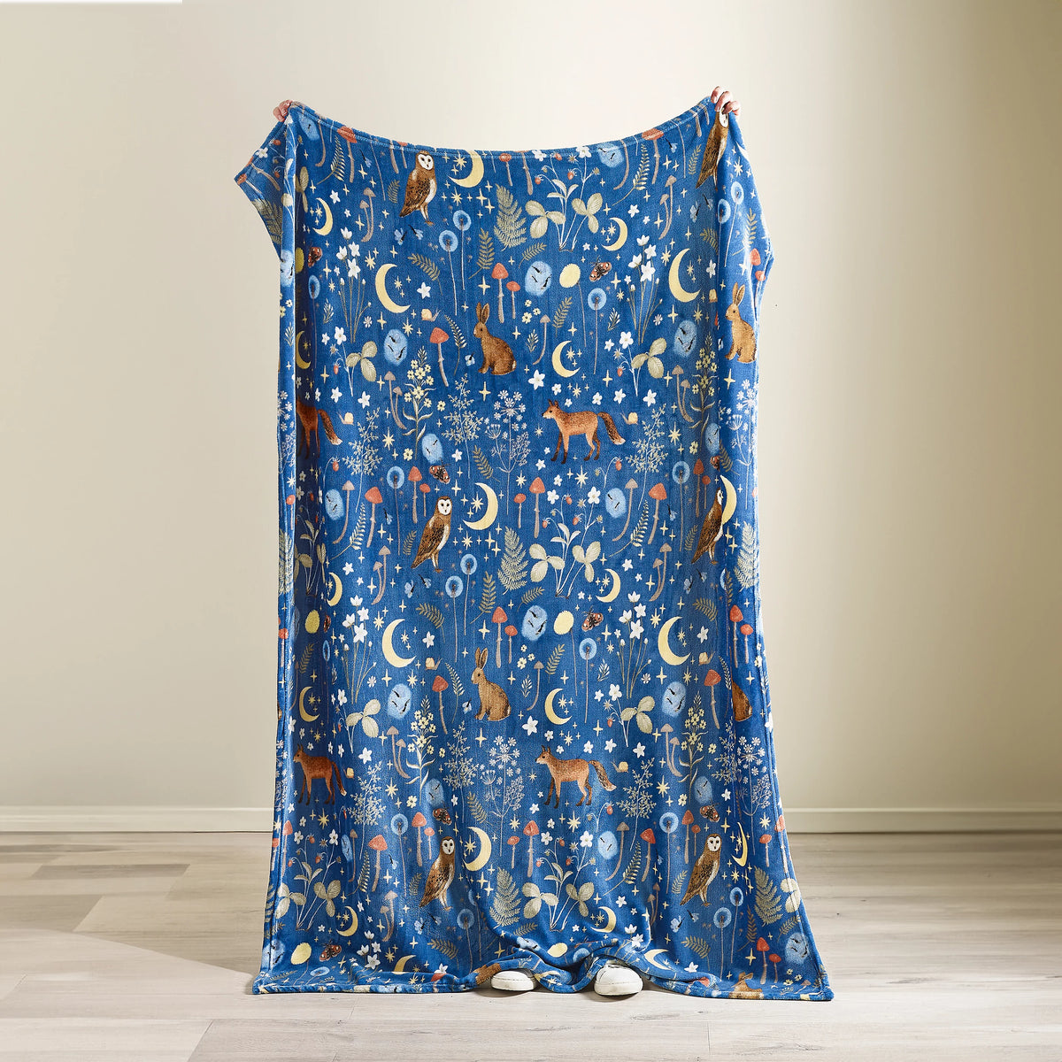 Catherine Lansfield Enchanted Twilight Animals Cosy Blanket Throw Navy Blue