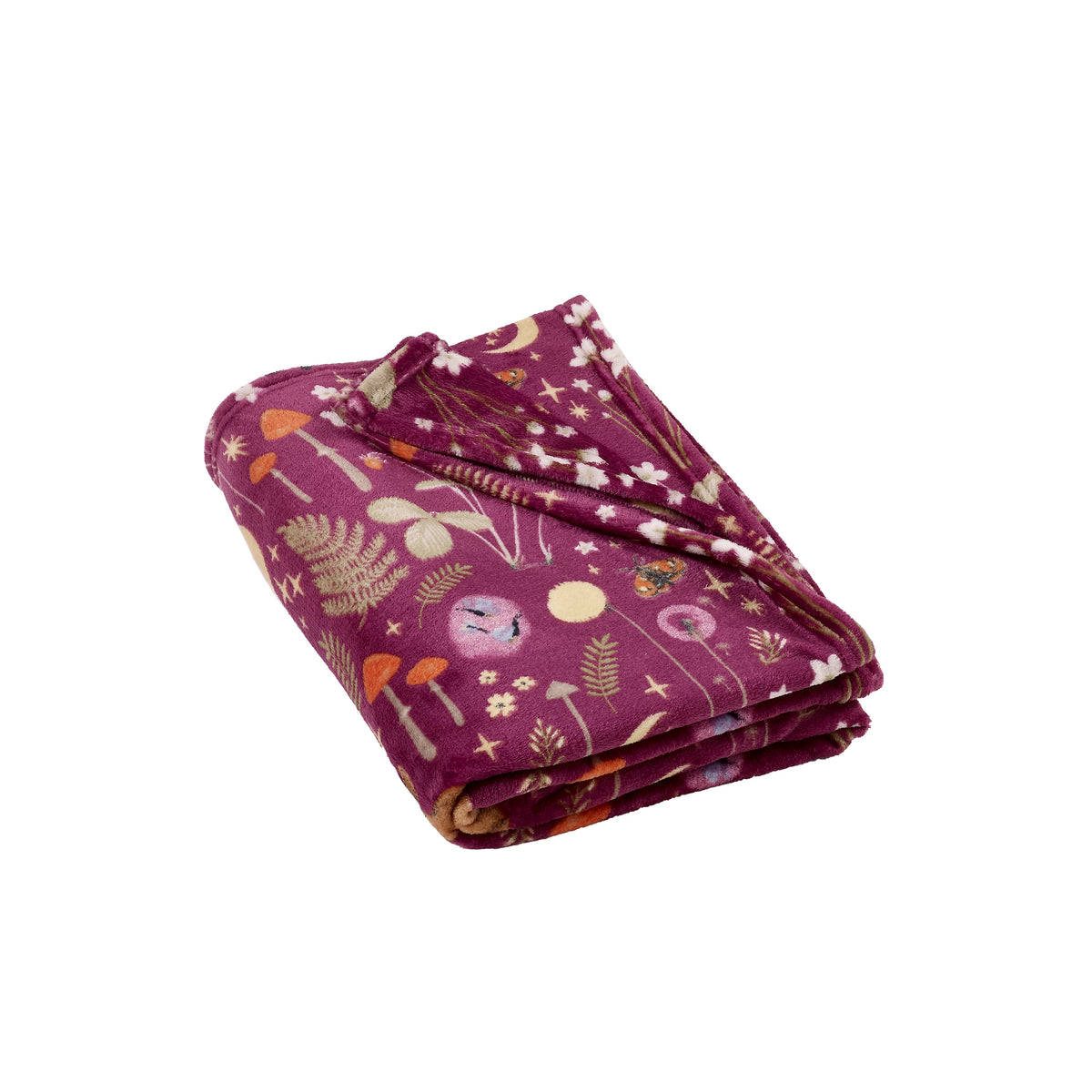 Catherine Lansfield Enchanted Twilight Animals Cosy Blanket Throw Plum