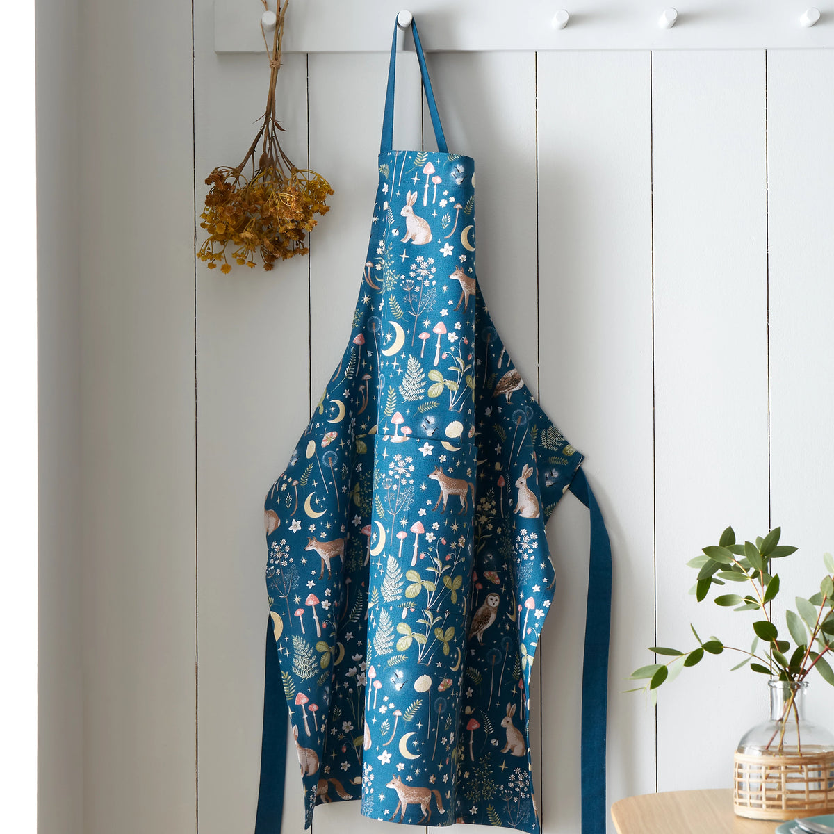 Catherine Lansfield Enchanted Twilight Animals Cotton Kitchen Adult Apron in Navy Blue