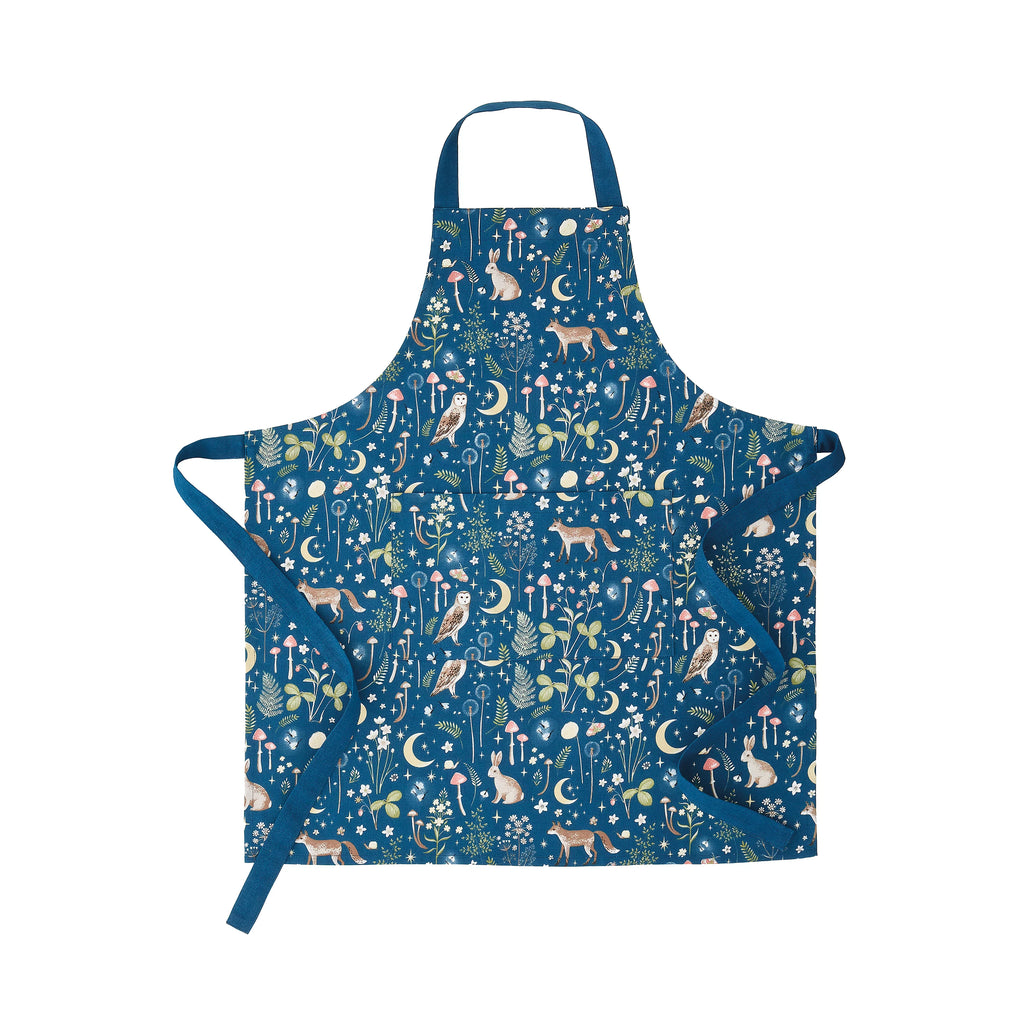 Catherine Lansfield Enchanted Twilight Animals Cotton Kitchen Adult Apron in Navy Blue