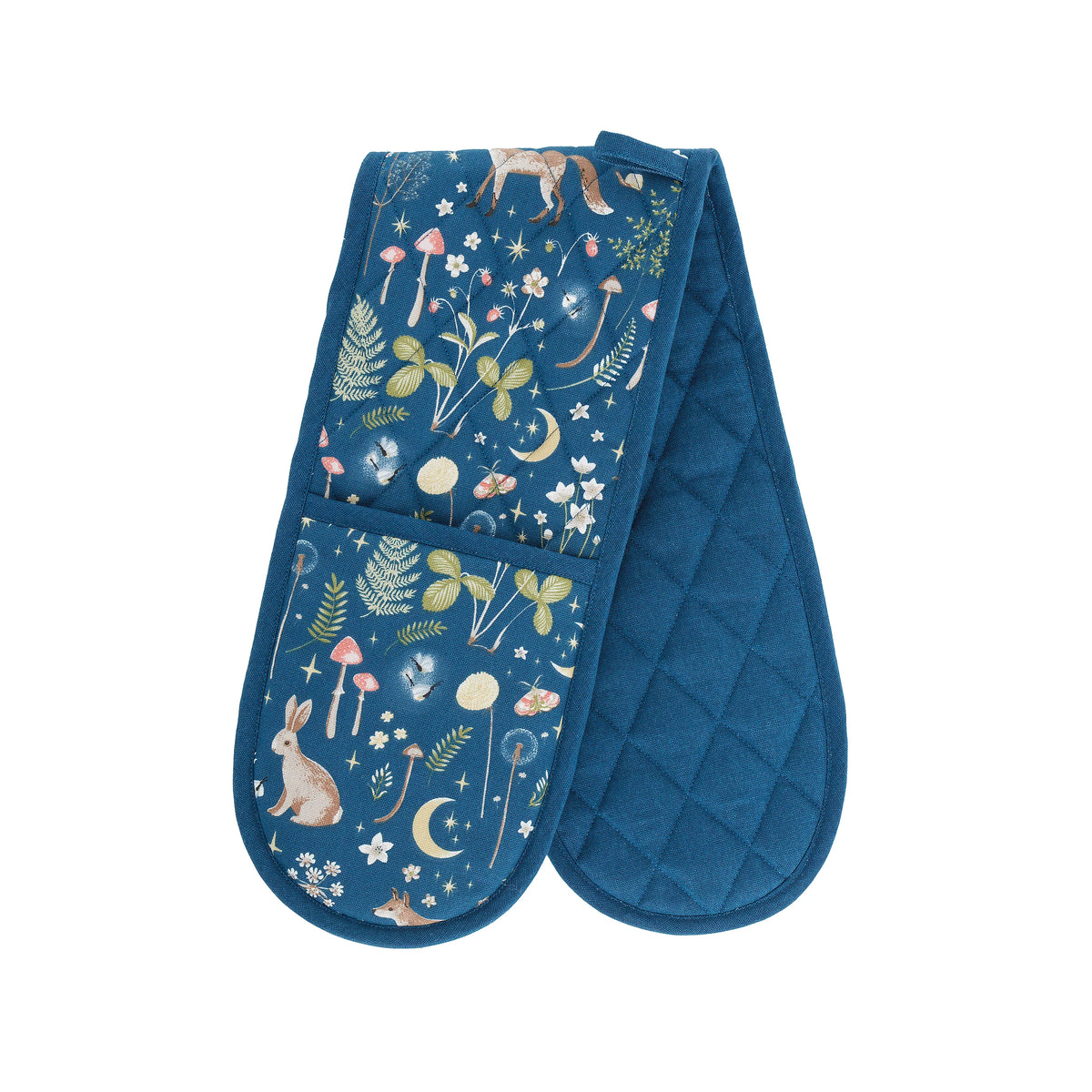 Catherine Lansfield Enchanted Twilight Animals Cotton Kitchen Double Oven Glove in Navy Blue