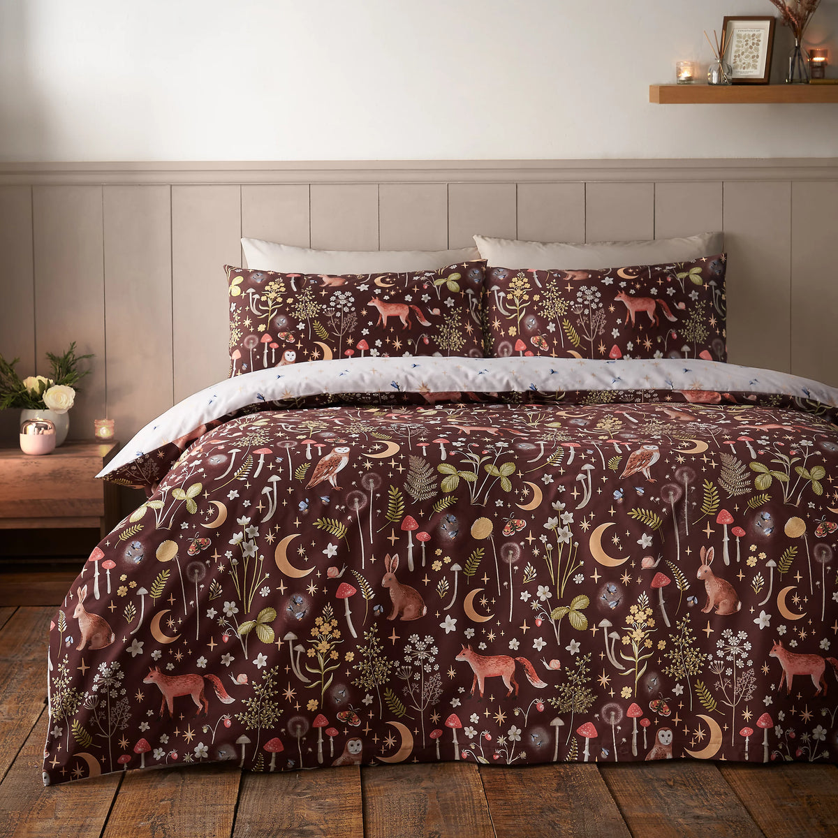 Catherine Lansfield Chocolate Enchanted Twilight Duvet Set