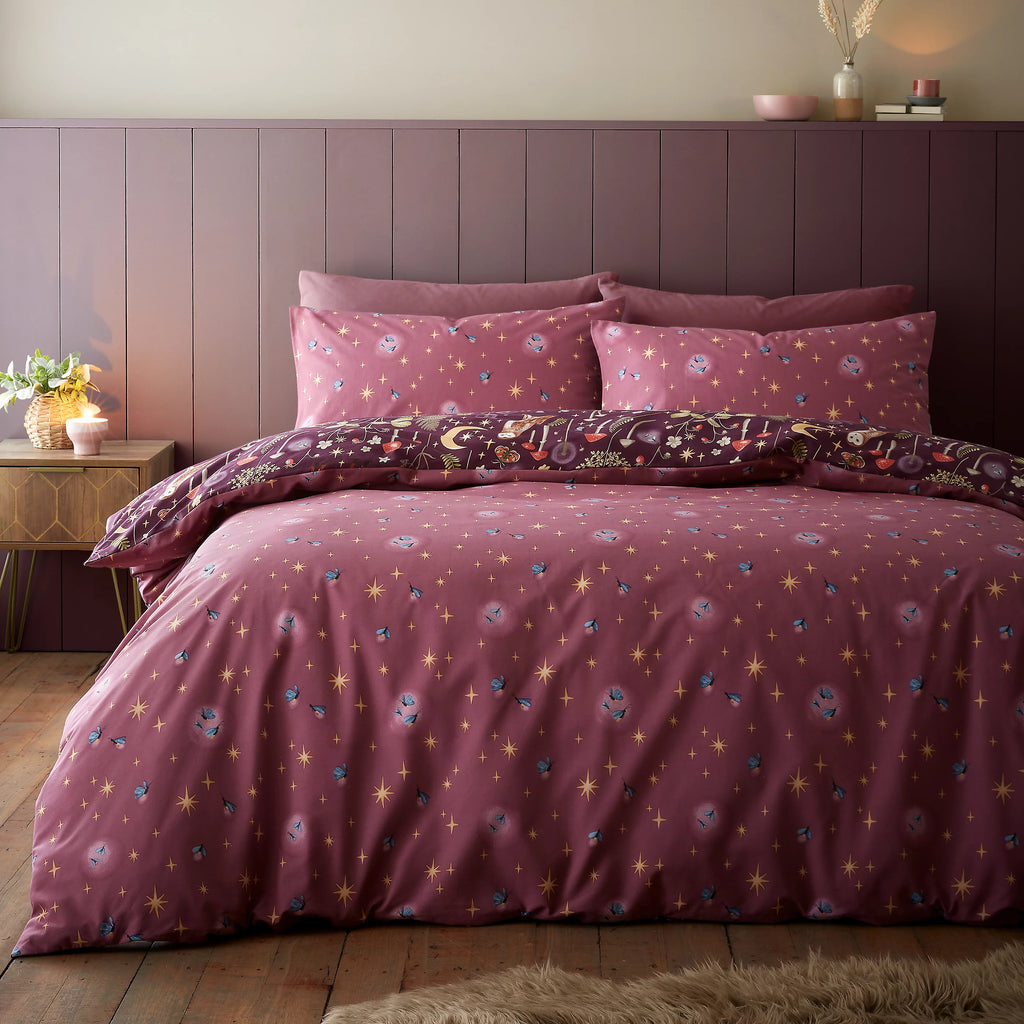 Catherine Lansfield Plum Enchanted Twilight Duvet Cover Set