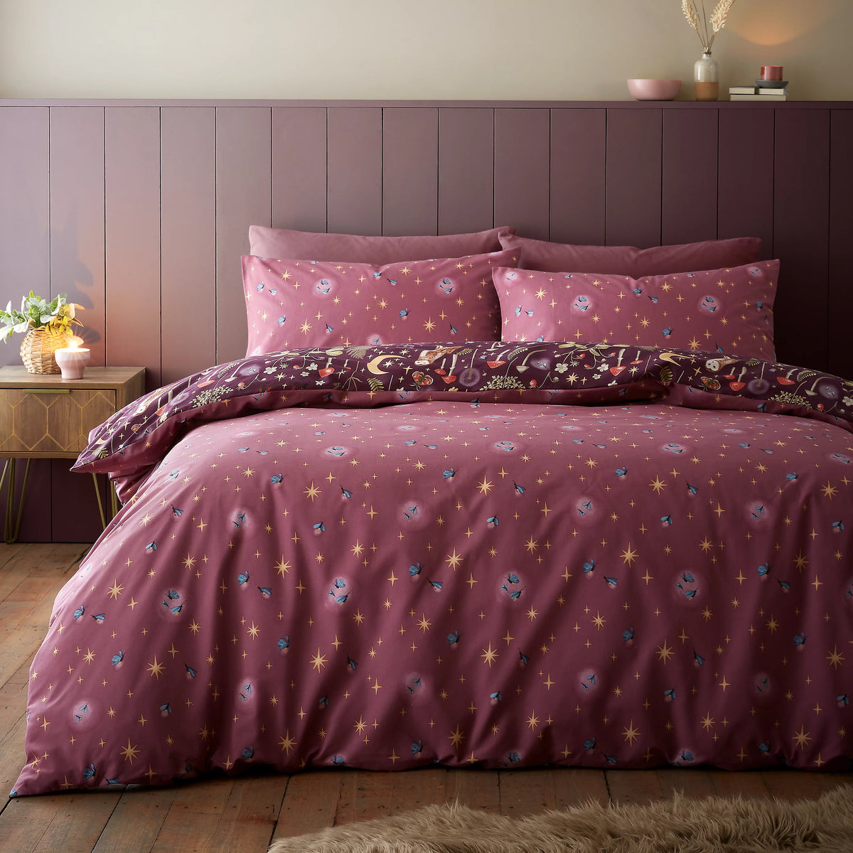 Catherine Lansfield Plum Enchanted Twilight Duvet Cover Set