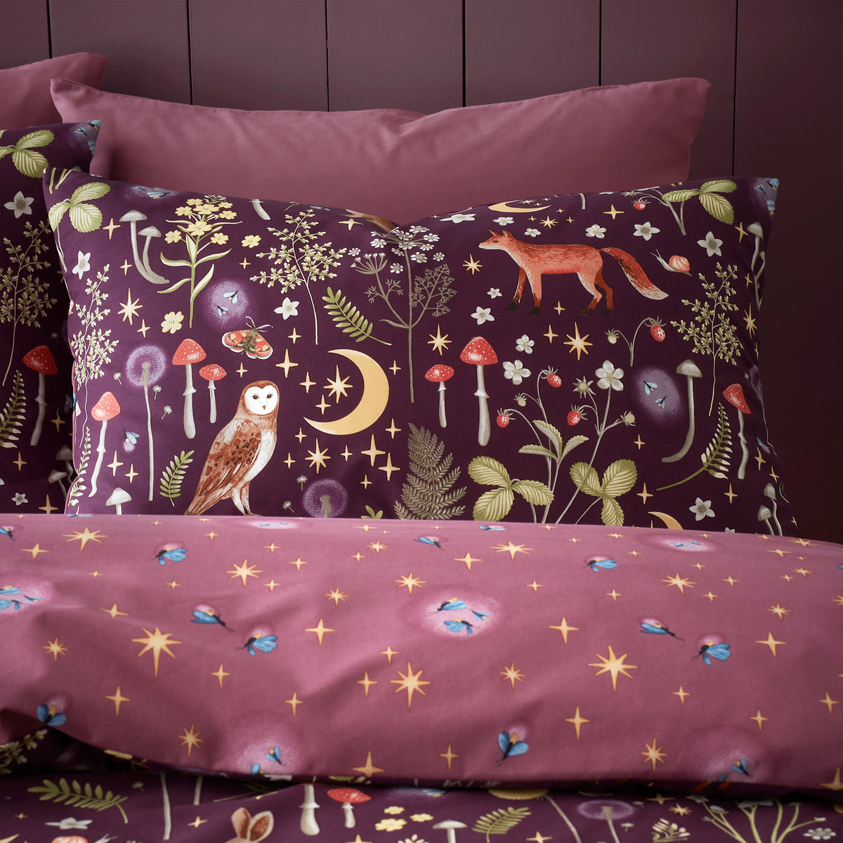 Catherine Lansfield Plum Enchanted Twilight Duvet Cover Set