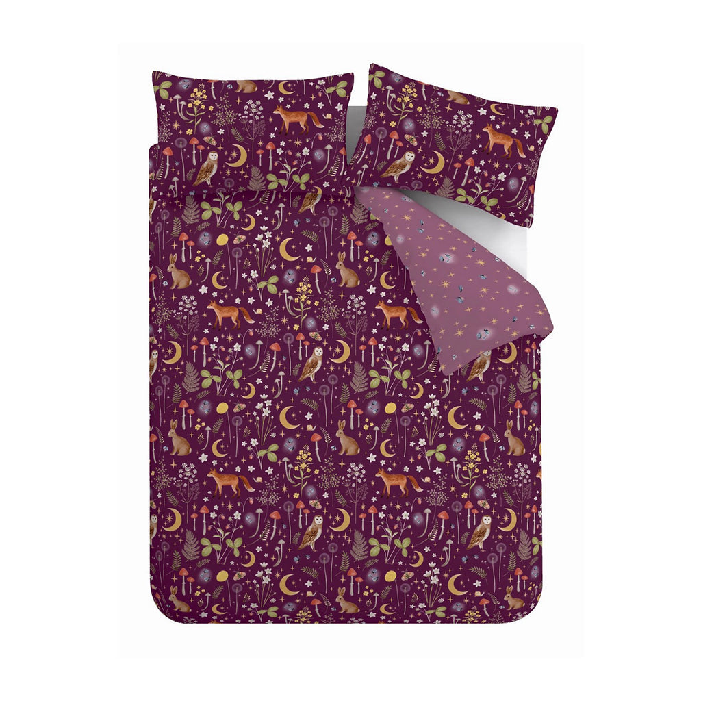 Catherine Lansfield Plum Enchanted Twilight Duvet Cover Set