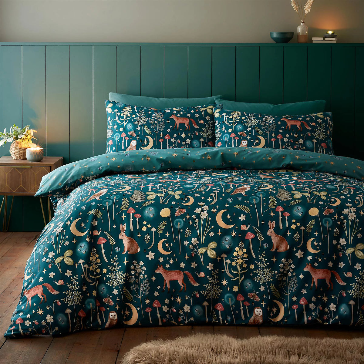 Catherine Lansfield Forest Green Enchanted Twilight Duvet Cover Set