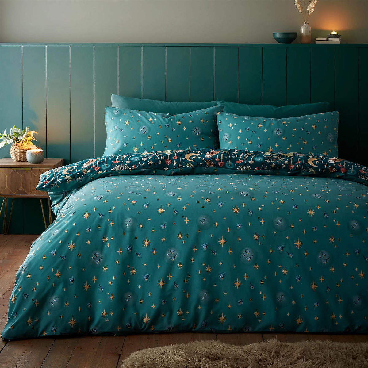 Catherine Lansfield Forest Green Enchanted Twilight Duvet Cover Set