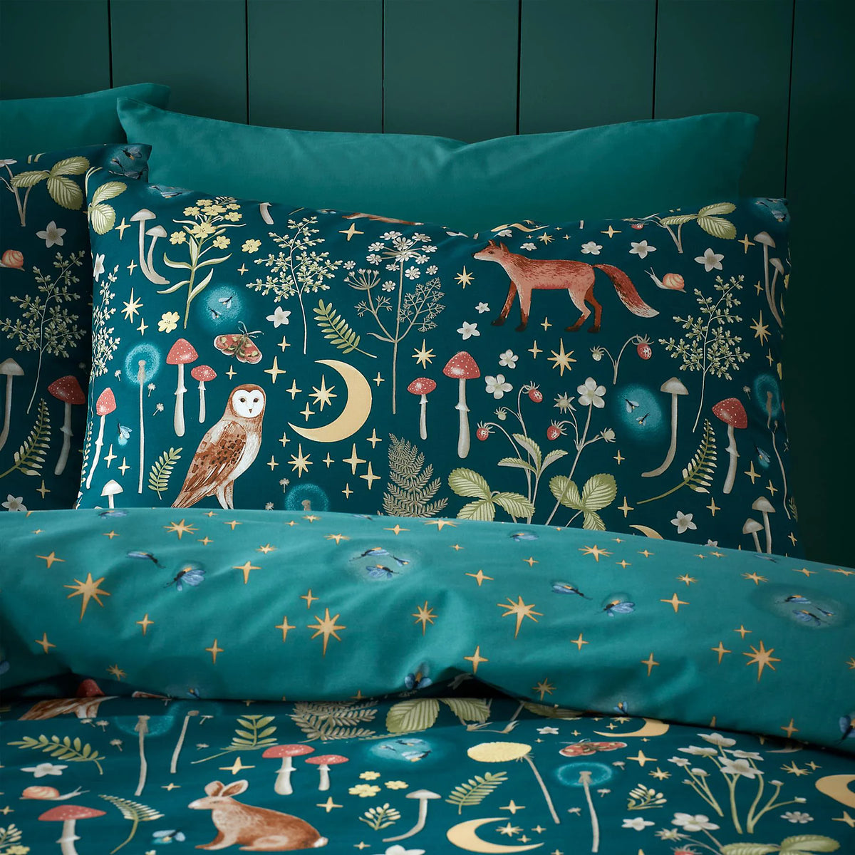 Catherine Lansfield Forest Green Enchanted Twilight Duvet Cover Set