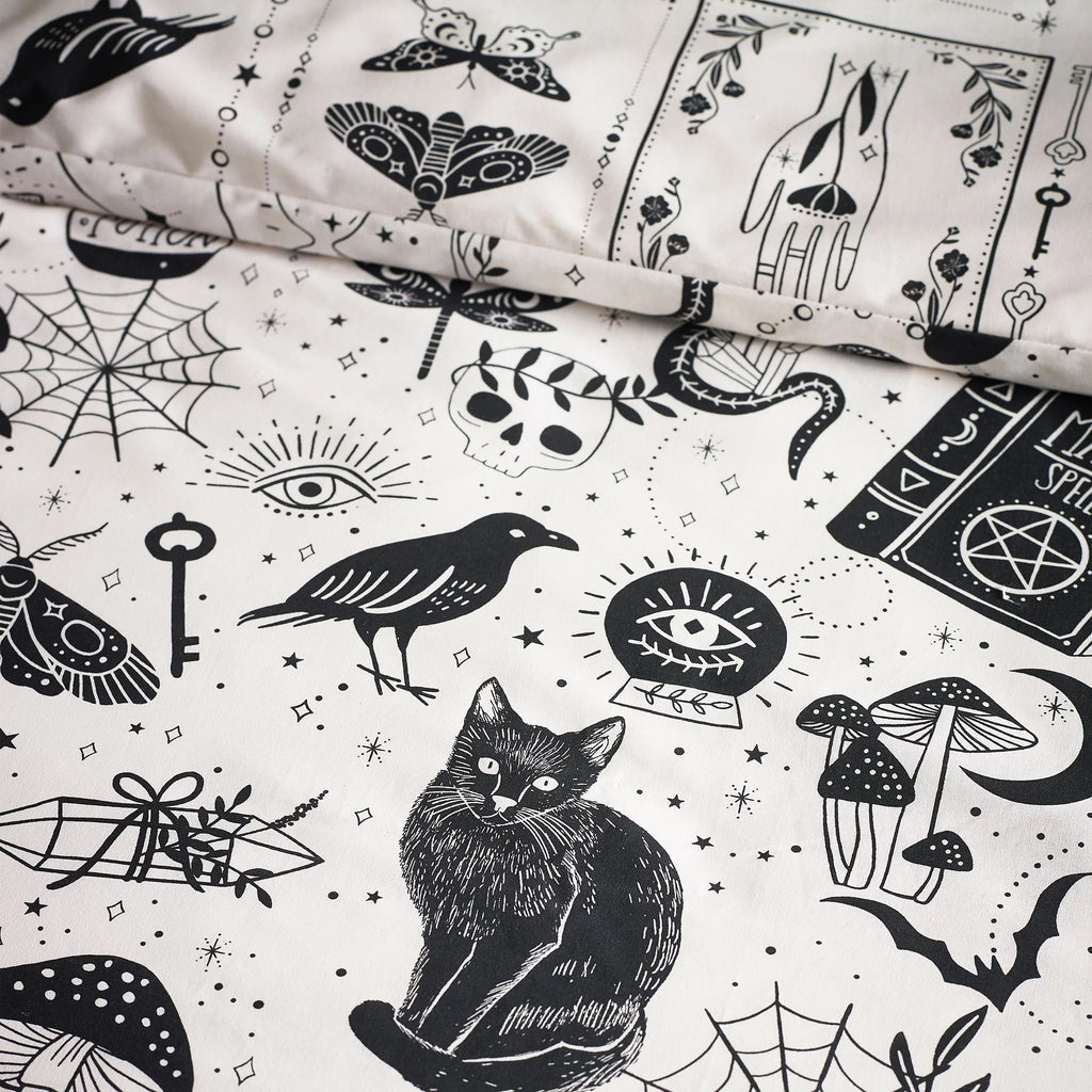 Catherine Lansfield Black Natural Enchanted Witchcraft Duvet Cover Set