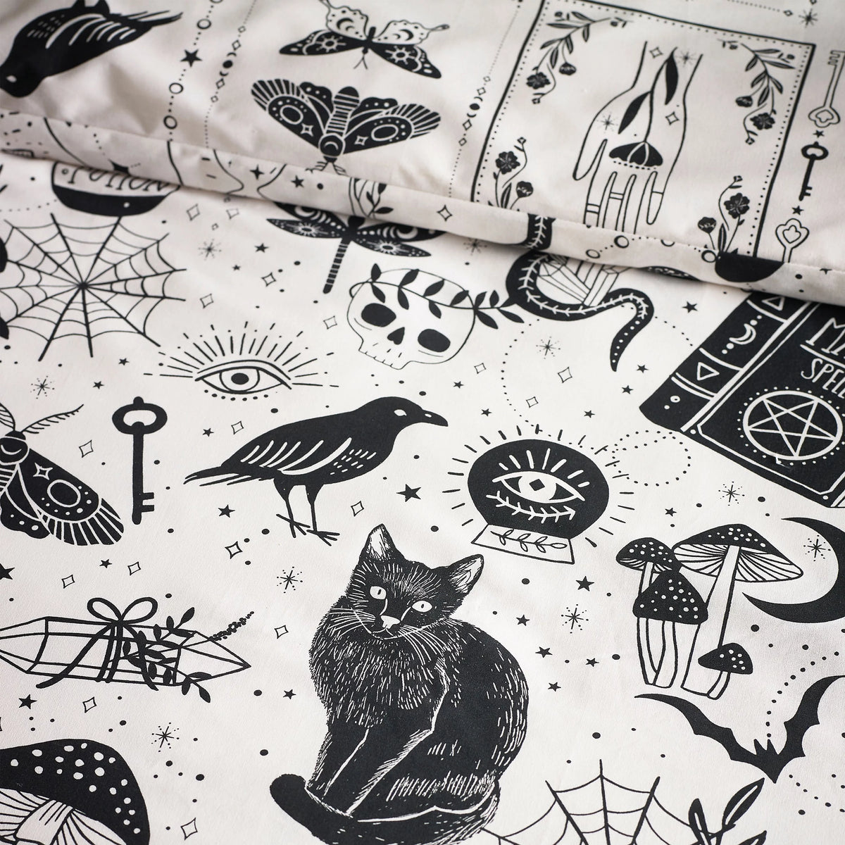 Catherine Lansfield Black Natural Enchanted Witchcraft Duvet Cover Set