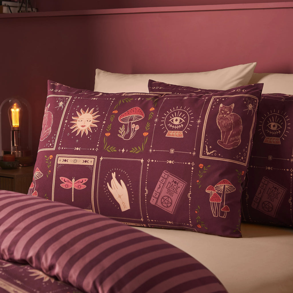 Catherine Lansfield Plum Enchanted Witchcraft Duvet Cover Set