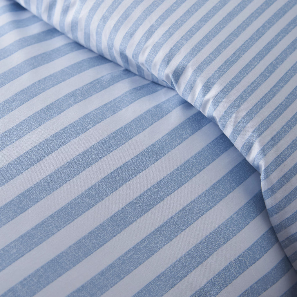 Catherine Lansfield Epping Textured Stripe Reversible Duvet Cover Set Blue