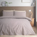 Catherine Lansfield Epping Textured Stripe Reversible Duvet Cover Set Chocolate