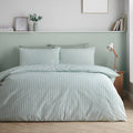 Catherine Lansfield Epping Textured Stripe Reversible Duvet Cover Set Green
