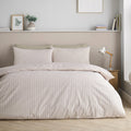 Catherine Lansfield Epping Textured Stripe Reversible Duvet Cover Set Natural