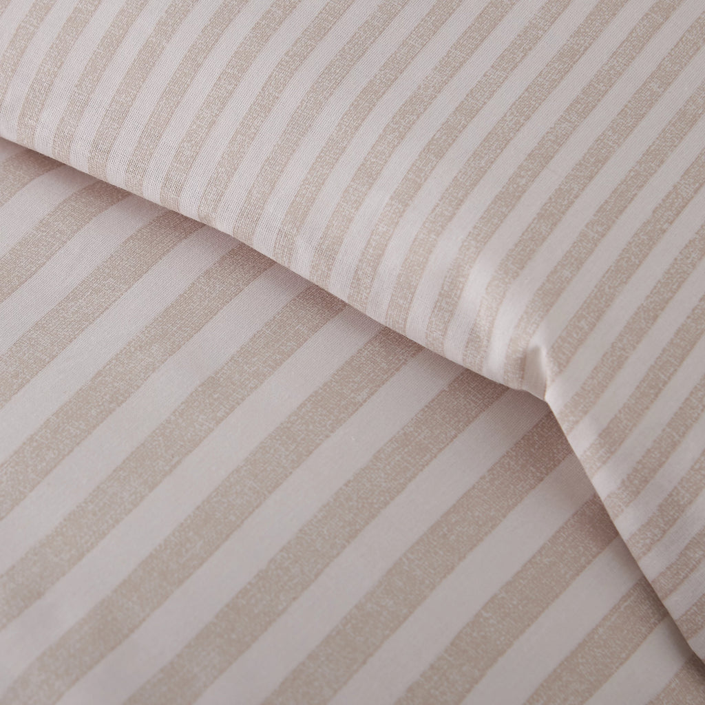 Catherine Lansfield Epping Textured Stripe Reversible Duvet Cover Set Natural