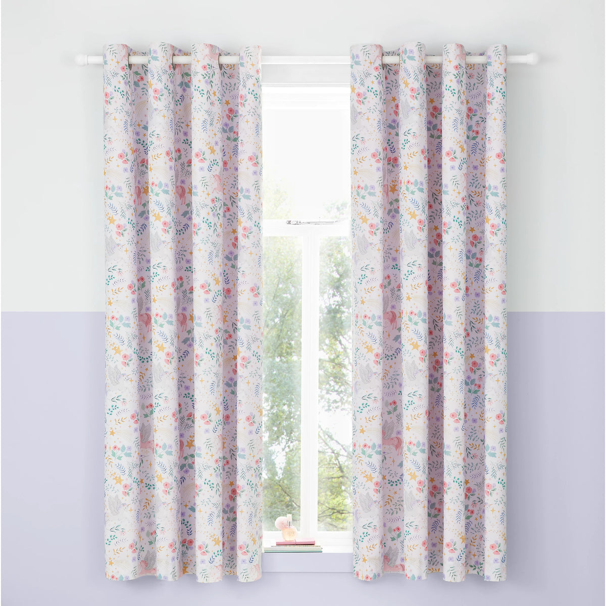 Catherine Lansfield Fairytale Unicorn Eyelet Curtains in Pink